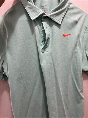 Nike Men’s Polo Shirt - Mint Green with Orange Swoosh